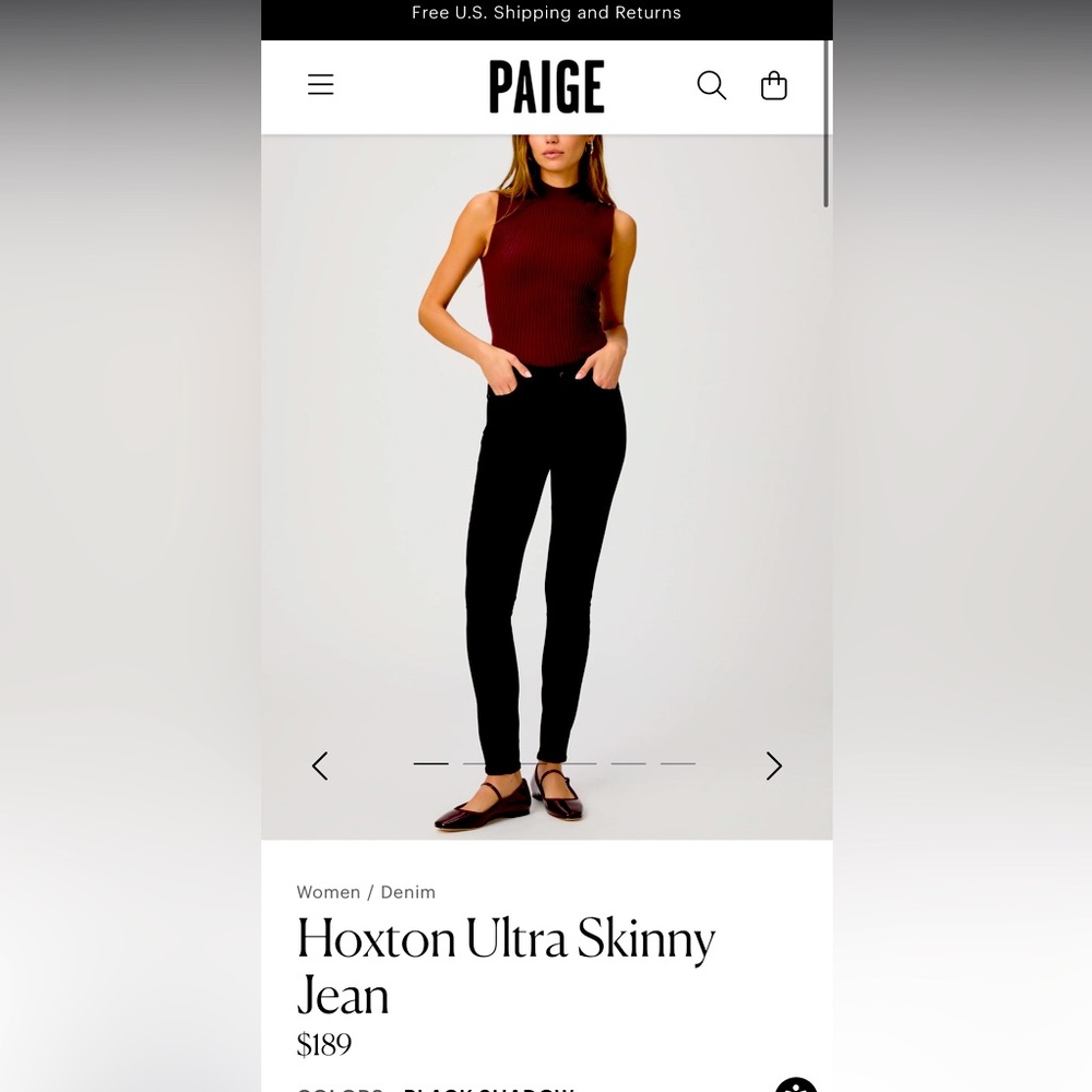 Paige Hoxton Ultra Skinny Jean in Black Shadow